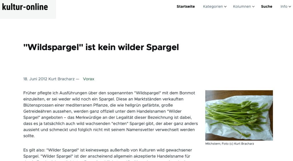 Wildspargel ist kein wilder Spargel