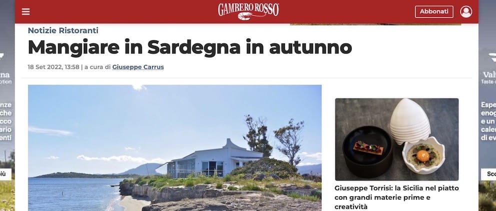 Gambero Rosso-Artikel: ＂Essen auf Sardinien im Herbst＂ 