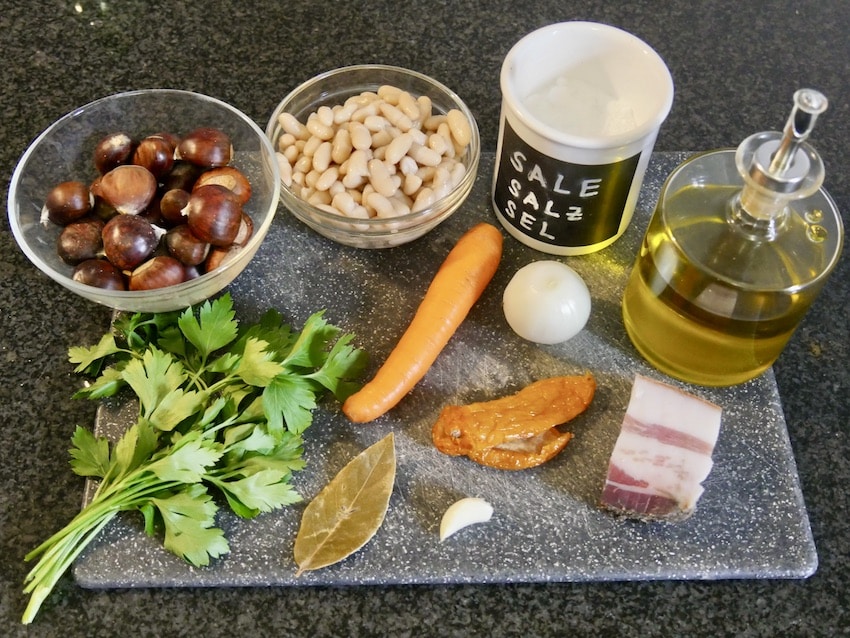 Zutaten sardische Kastaniensuppe
